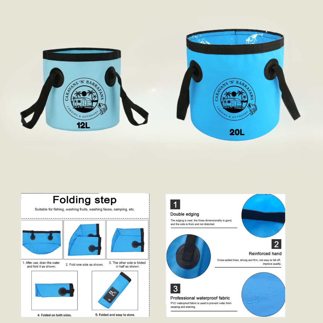 Check It Bucket Chuck It Bucket Set - 12L & 20L Collapsible Waterproof Buckets for ...