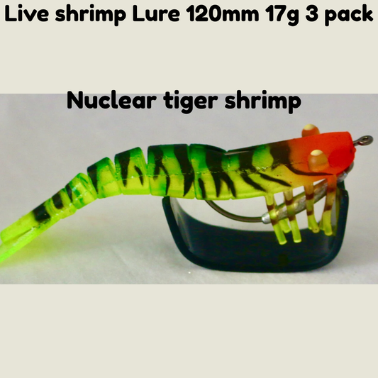 3 pack Live Shrimp Lure 120mm 17g- Nuclear Tiger Shrimp