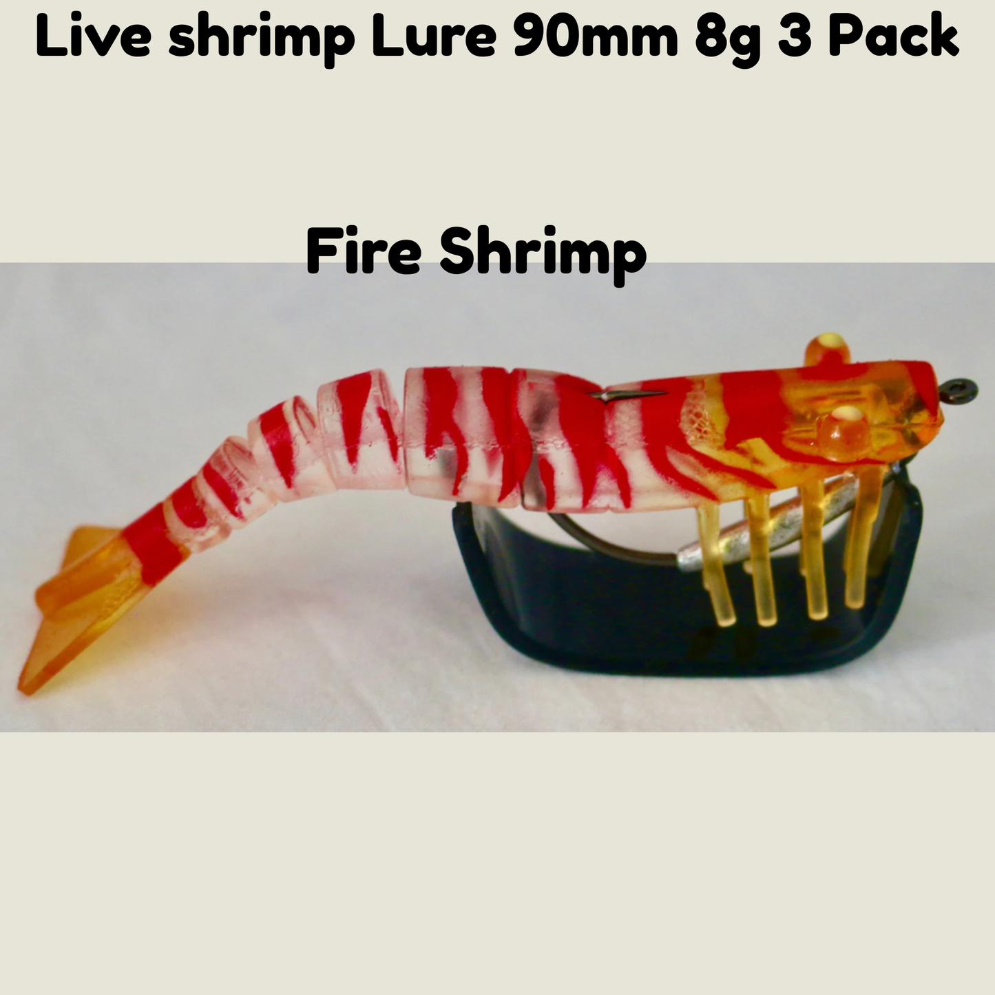 3 pack Live shrimp Lure 90mm 8g- Fire Shrimp