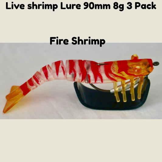 3 pack Live shrimp Lure 90mm 8g- Fire Shrimp