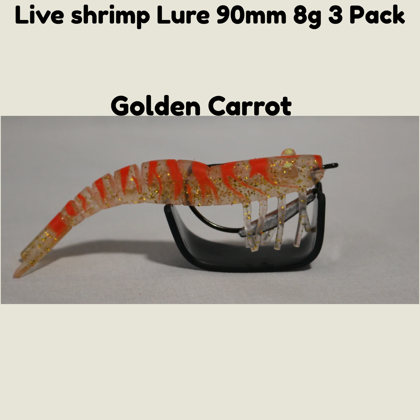 3 pack Live shrimp Lure 90mm 8g- Golden Carrot