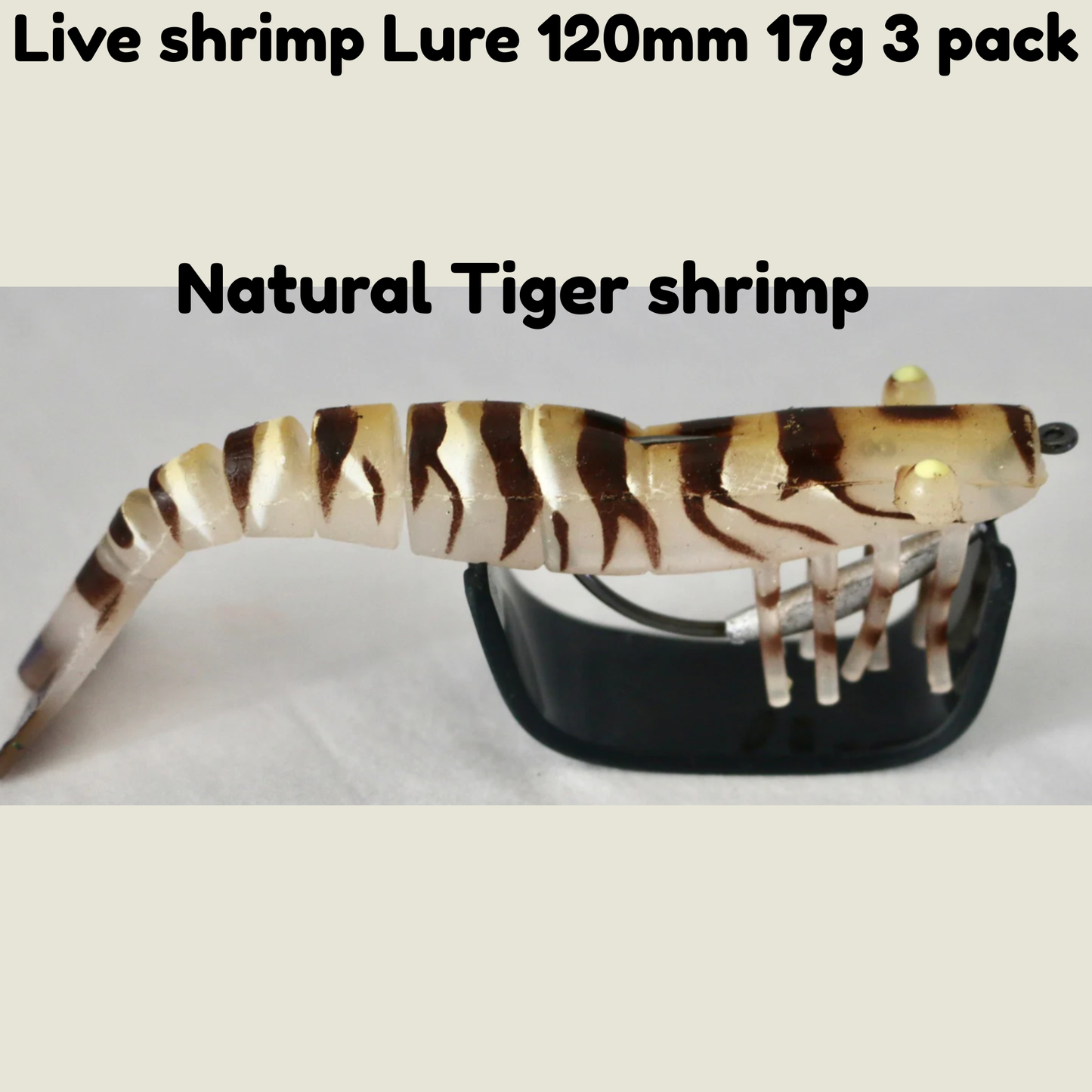 3 pack Live Shrimp Lure 120mm 17g- Natural Tiger Shrimp
