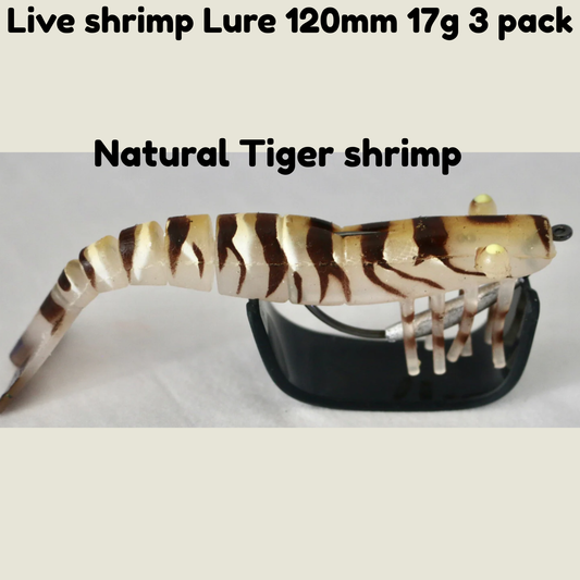 3 pack Live Shrimp Lure 120mm 17g- Natural Tiger Shrimp