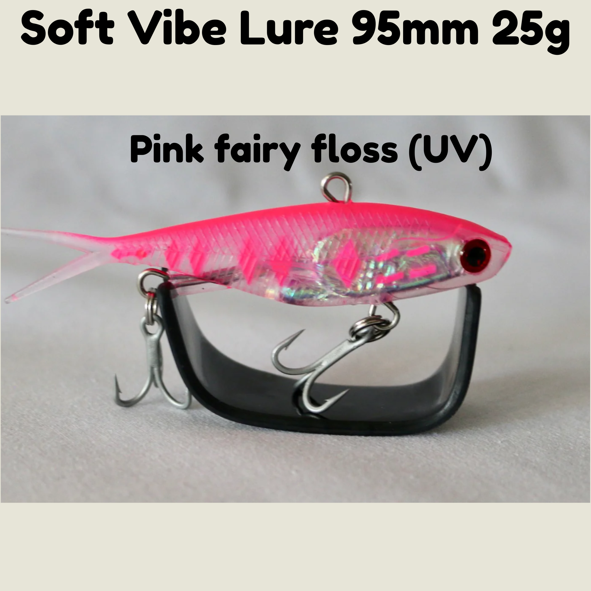 Soft Vibe Lure 95mm 25g Pink Fairy Floss - Soft Bodied Fishing Lure ...